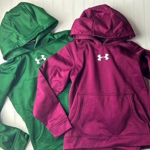 Lot of 2 Boys Under Armour Hoodies Hooded Sweatshirts pullover Sz XS